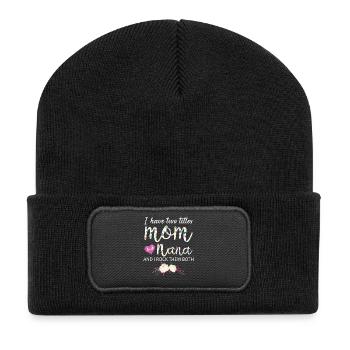 Mom Nana Gift Idea Floral Shirt - Recycled Patch Beanie - black - Front