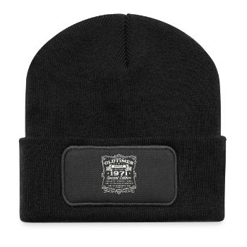55. Geburtstag Geschenk Mann Oldtimer April 1971 - Recycelte Patch Beanie - Schwarz - Vorne