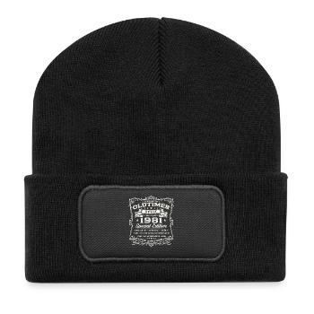 45. Geburtstag Geschenk Mann Oldtimer April 1981 - Recycelte Patch Beanie - Schwarz - Vorne