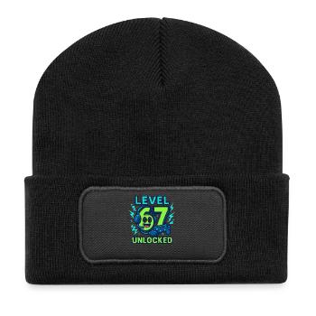 Level 67 Unlocked Six Seven Italian Brainrot Gamer - Recycled Patch Beanie - black - Front