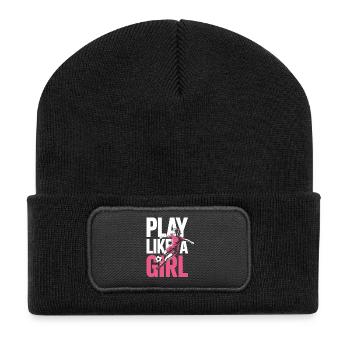 T-shirt de fille de foot joue comme un fußball de fille - Beanie recyclé à patch - noir - Devant