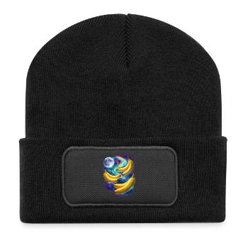 Kosmische Bananenlandschaft - Recycelte Patch Beanie - Schwarz - Vorne