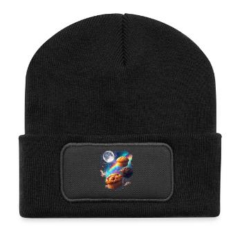 Weltraum-Muffins kosmischer Genuss - Recycelte Patch Beanie - Schwarz - Vorne