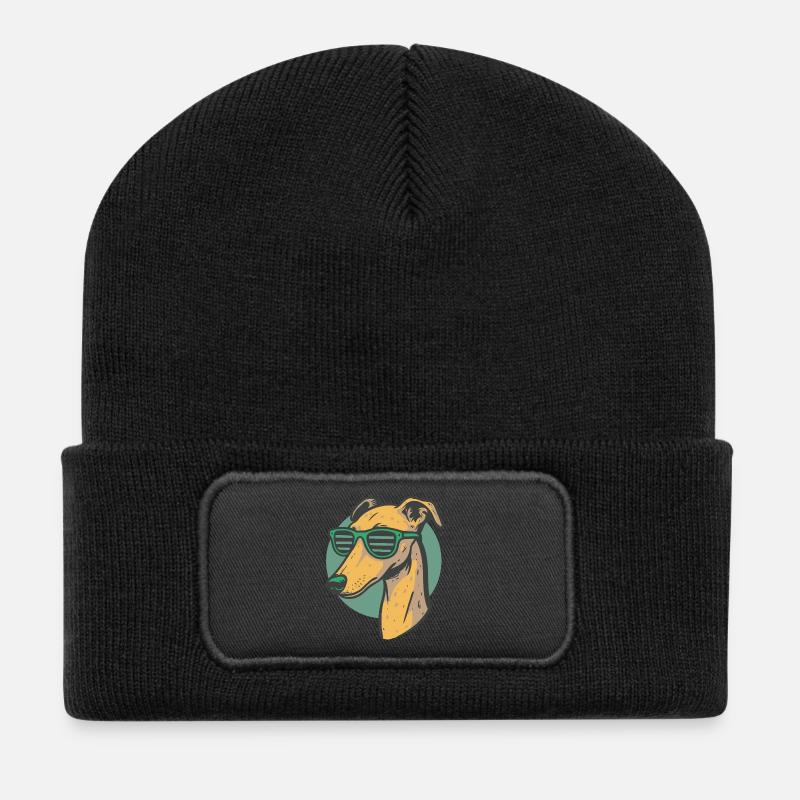 Greyhound, Galgo - Recycled Patch Beanie - black