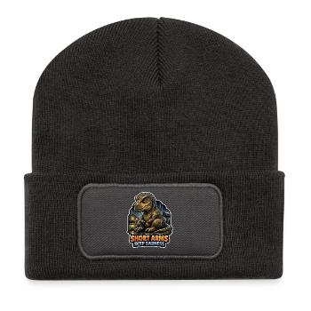 Emo Dinosaur, Sad Dino, Emotional - Recycled Patch Beanie - dark grey - Front