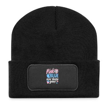 Rose ou bleu Révélation du genre - Beanie recyclé à patch - noir - Devant