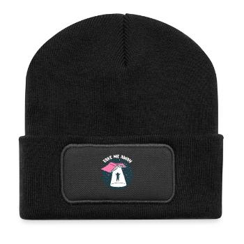 Lustiges Buch UFO Take Me Away – Leser-Büchersüchtiger - Recycelte Patch Beanie - Schwarz - Vorne