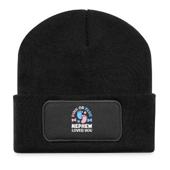 Pink Or Blue Nephew Loves You Gender Reveal - Recycled Patch Beanie - black - Front