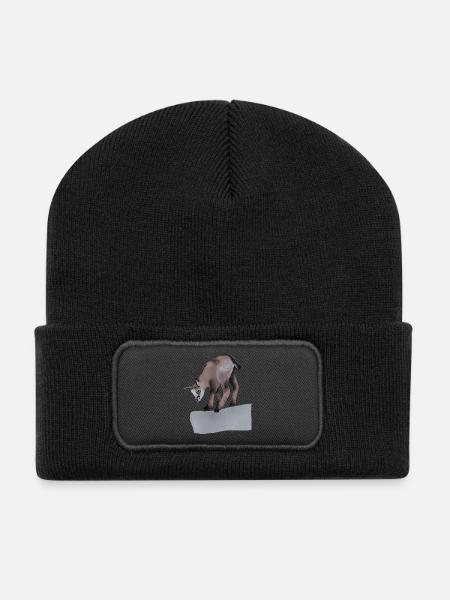 Chamois on the rock - Recycled Patch Beanie - black