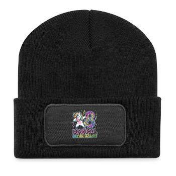 8 Conception de la Licorne d’Énergie du Chaos Magique - Beanie recyclé à patch - noir - Devant