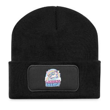 Landing Energy Einhorn Regenbogen - Recycelte Patch Beanie - Schwarz - Vorne