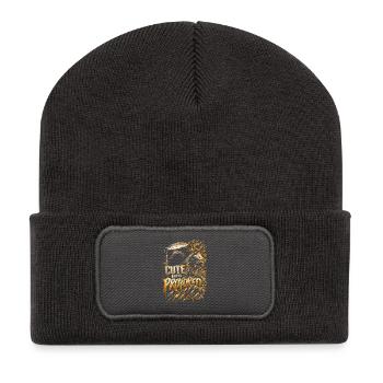 Honigdachs Honey Badger Tier Cute Until Provoked - Recycelte Patch Beanie - Dunkelgrau - Vorne