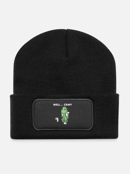 Lustiger T-Rex-Dinosaurier: Na ja, Mist. - Recycelte Patch Beanie - Schwarz