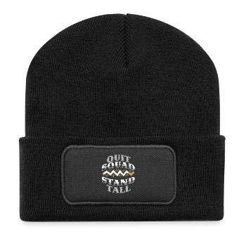 Nichtraucher Ex Raucher Quit Squad - Recycelte Patch Beanie - Schwarz - Vorne