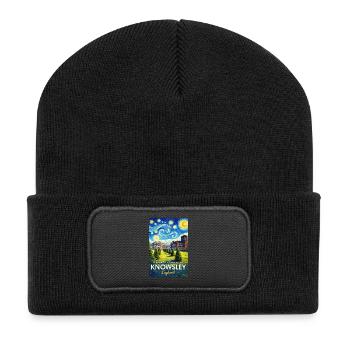 Knowlsley England Sternnacht Parklandschaft - Recycelte Patch Beanie - Schwarz - Vorne