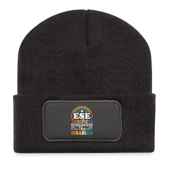 Geschenke für ESE-Lehrer - Recycelte Patch Beanie - Dunkelgrau - Vorne