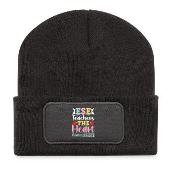 Geschenke für ESE-Lehrer - Recycelte Patch Beanie - Dunkelgrau - Vorne