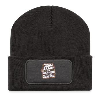 Team Braut Wir Eskalieren Crew Squad JGA Frauen - Recycelte Patch Beanie - Dunkelgrau - Vorne