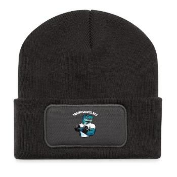Trainosaurus Rex Funny Gym Dinosaur Shirt - Recycled Patch Beanie - dark grey - Front