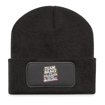 Team Braut Wir Eskalieren Crew Squad JGA Frauen - Recycelte Patch Beanie - Dunkelgrau - Vorne