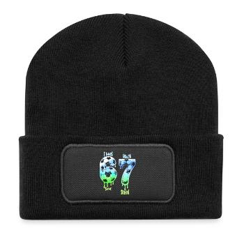 7. Geburtstag Fußballshirt Ich war 6 Jetzt bin ich 7 Jahre - Recycelte Patch Beanie - Schwarz - Vorne