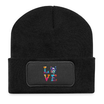 Berger allemand adore Pop Art Chien coloré - Beanie recyclé à patch - noir - Devant