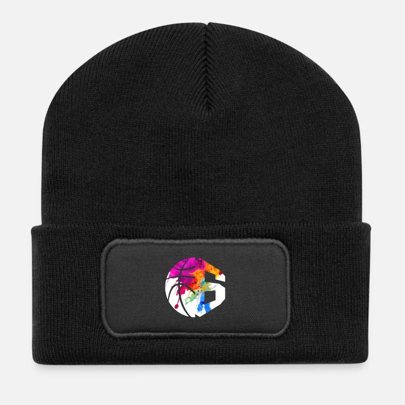 NR. 6 BASKETBALL NUMMER 6 BASKETBALL 6. GEBURTSTAG - Recycelte Patch Beanie - Schwarz