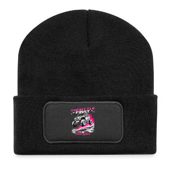 UTV Off Road Girl Woman 4 Wheeler Side by side - Recycled Patch Beanie - black - Front