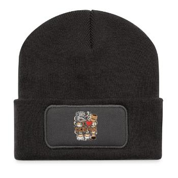 I Love Coffee Barista - Recycelte Patch Beanie - Dunkelgrau - Vorne