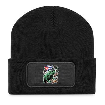 Kuba Chamäleon Palmen - Recycelte Patch Beanie - Schwarz - Vorne