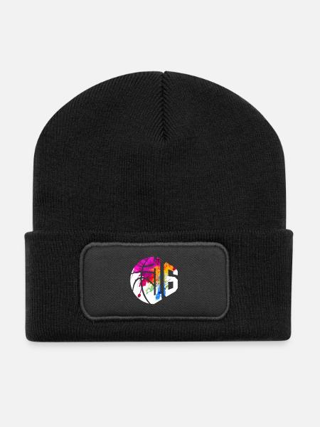 NR. 16 NUMMER 16 BASKETBALL 16. GEBURTSTAG - Recycelte Patch Beanie - Schwarz