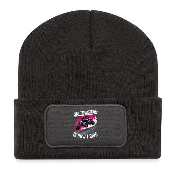 UTV Off Road Girl Woman 4 Wheeler Side by side - Recycelte Patch Beanie - Dunkelgrau - Vorne