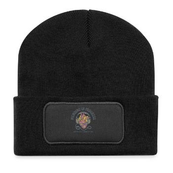 Mental Health Musik hören Kopfhörer - Recycelte Patch Beanie - Schwarz - Vorne