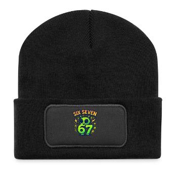 Six Seven 67 Italian Brainrot Alien Humor Funny - Recycled Patch Beanie - black - Front