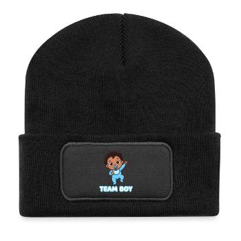 Team Boy Süßes Baby Design - Recycelte Patch Beanie - Schwarz - Vorne