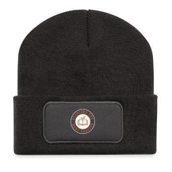 Bücher lesen für Neuanfang & Selbstheilung - Recycelte Patch Beanie - Dunkelgrau - Vorne