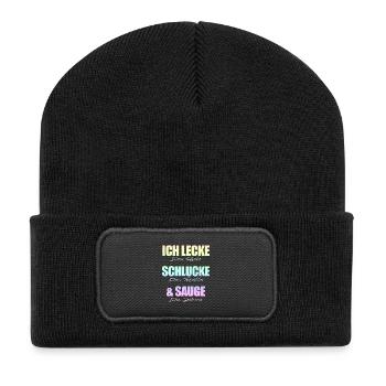 Ich lecke schlucke sauge. - Recycelte Patch Beanie - Schwarz - Vorne