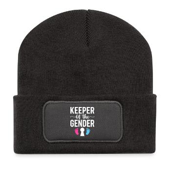 Gardienne du design des empreintes de genre - Beanie recyclé à patch - charbon - Devant