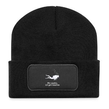 Mir reichts, ich geh tauchen - Recycelte Patch Beanie - Schwarz - Vorne