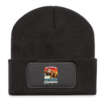 Nap Champion Sloth Shirt Funny Lazy Gift - Recycelte Patch Beanie - Dunkelgrau - Vorne