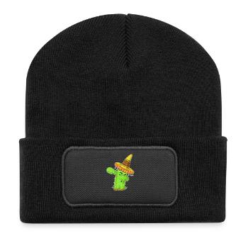 Dabbing Cactus Mexikanisches Hemd - Recycelte Patch Beanie - Schwarz - Vorne