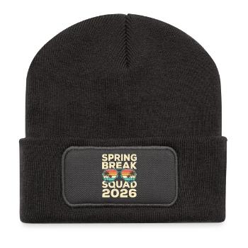 Spring Break Squad 2026 Retro Palm Tree Design - Recycled Patch Beanie - dark grey - Front