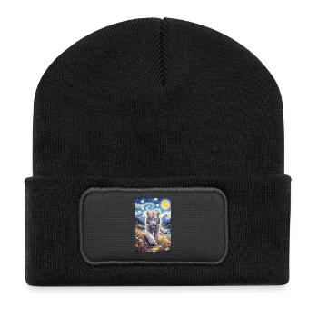 Nuit étoilée du tigre blanc - Beanie recyclé à patch - noir - Devant