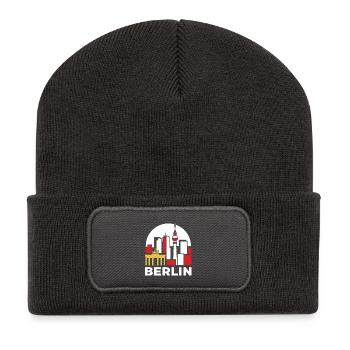 Berlin Skyline Fernsehturm - Recycelte Patch Beanie - Dunkelgrau - Vorne