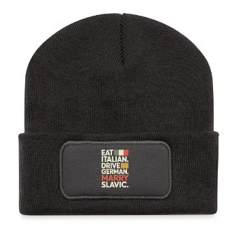 Mange un conduit italien, épouse un Slave Balkan, une voiture - Beanie recyclé à patch - charbon - Devant