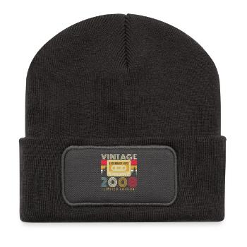 2008 Vintage Retro Geburtstagsgeschenk - Recycelte Patch Beanie - Dunkelgrau - Vorne