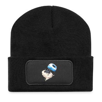 Conception de la batteuse à main à la crème fouettée - Beanie recyclé à patch - noir - Devant