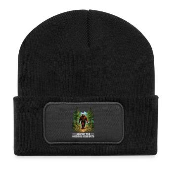 Bigfoot Sasquatch Yeti Cryptid Creatures Big Foot - Recycelte Patch Beanie - Schwarz - Vorne