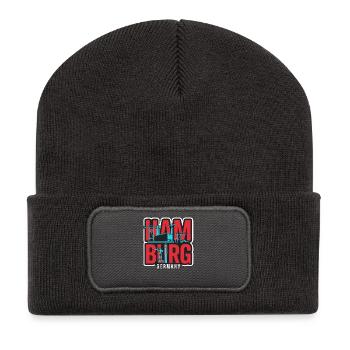 Hamburg Hafen Skyline Kran - Recycelte Patch Beanie - Dunkelgrau - Vorne