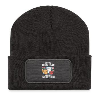 Motif de secrétaire drôle d’école Secrétaire de bureau scolaire - Beanie recyclé à patch - charbon - Devant
